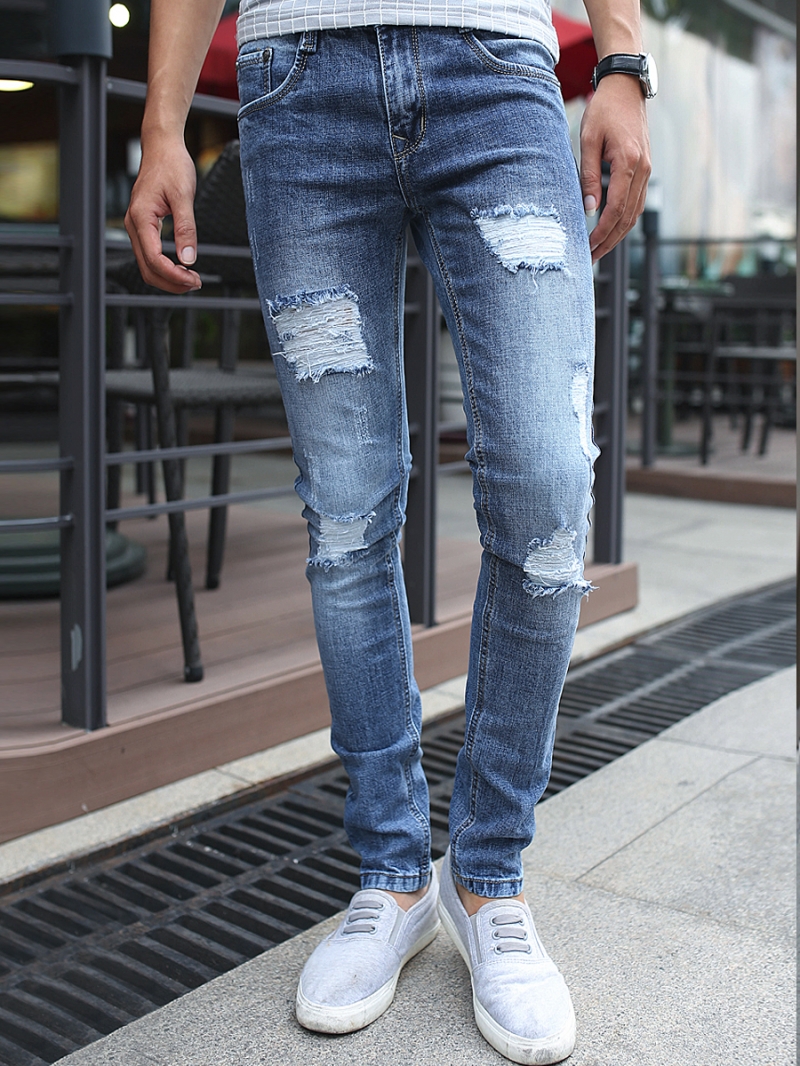 Quần Jean Skinny Rách Xanh Dương QJ1377