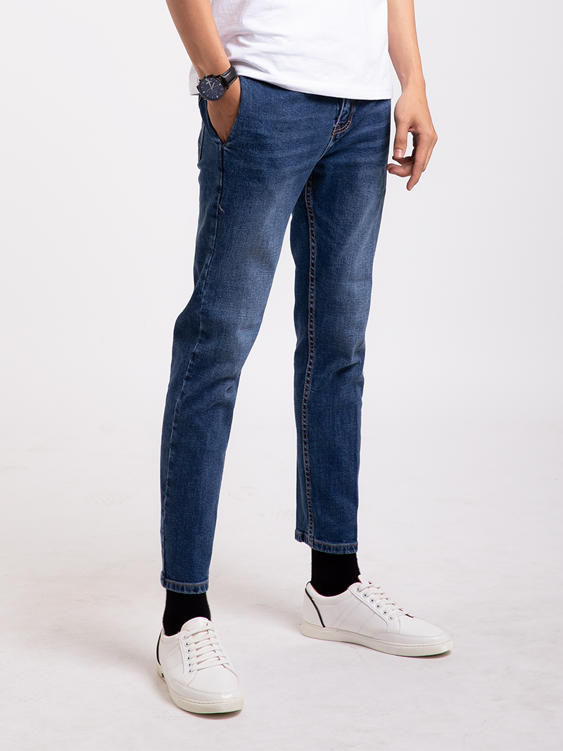 Quần Jean Túi Mố Slim-cropped QJ1659 Màu Xanh Biển Đậm