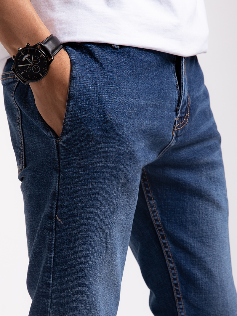 Quần Jean Túi Mố Slim-cropped QJ1659 Màu Xanh Biển Đậm