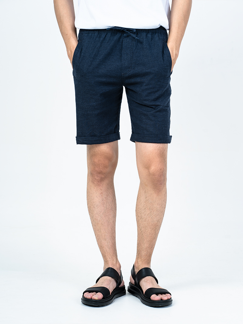 Quần Short Linen Lưng Thun QS004 Màu Xanh Đen