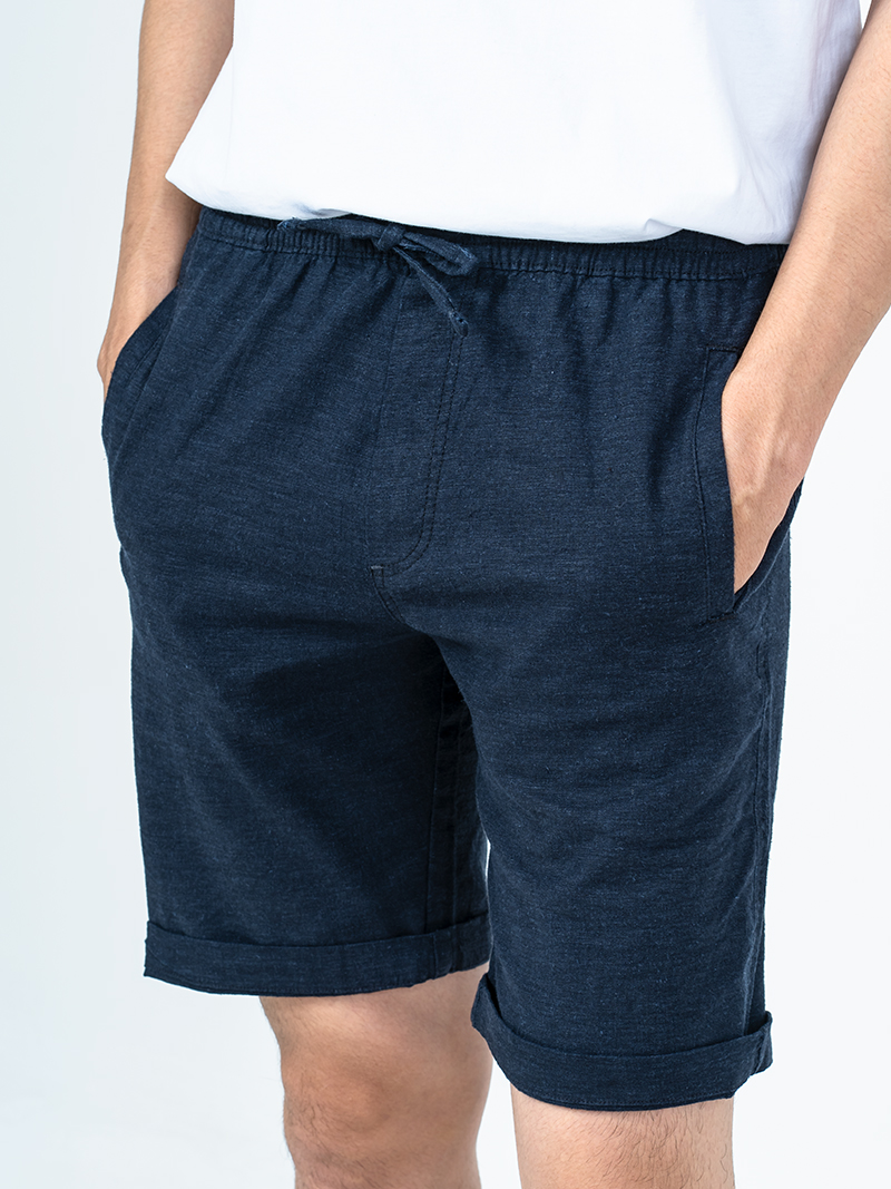 Quần Short Linen Lưng Thun QS004 Màu Xanh Đen